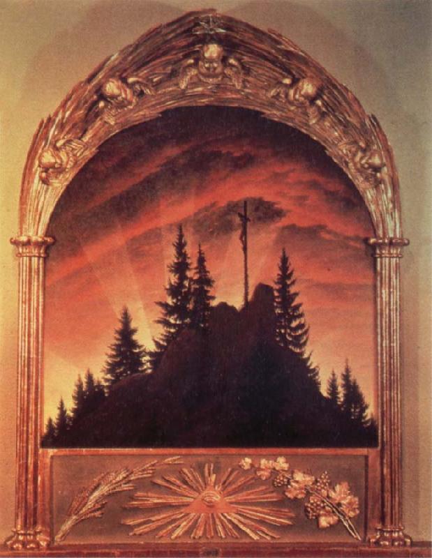 Caspar David Friedrich Kreuz im Gebirge,Teschener Altar oil painting picture